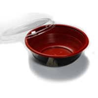 TERIYAKI BOWL &amp; LID, 48OZ BLACK &amp; RED (200/CS) 