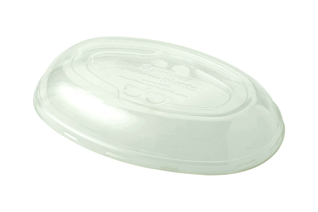 FIBER OVAL BOWL 32OZ PLA LID CLEAR, 300/CS