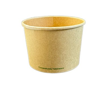 PLA LINER PAPER SOUP CUP, 8OZ, KRAFT, COMPOSTABLE,