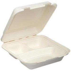 B-EP-93, 3-CMPT 9&quot; HINGED CONT, BAGASSE/SUGARCANE,