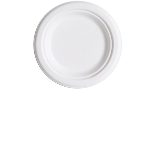 B-RP-07, ROUND PAPER PLATE, 7&quot; SUGARCANE, BAGASSE, PFAS